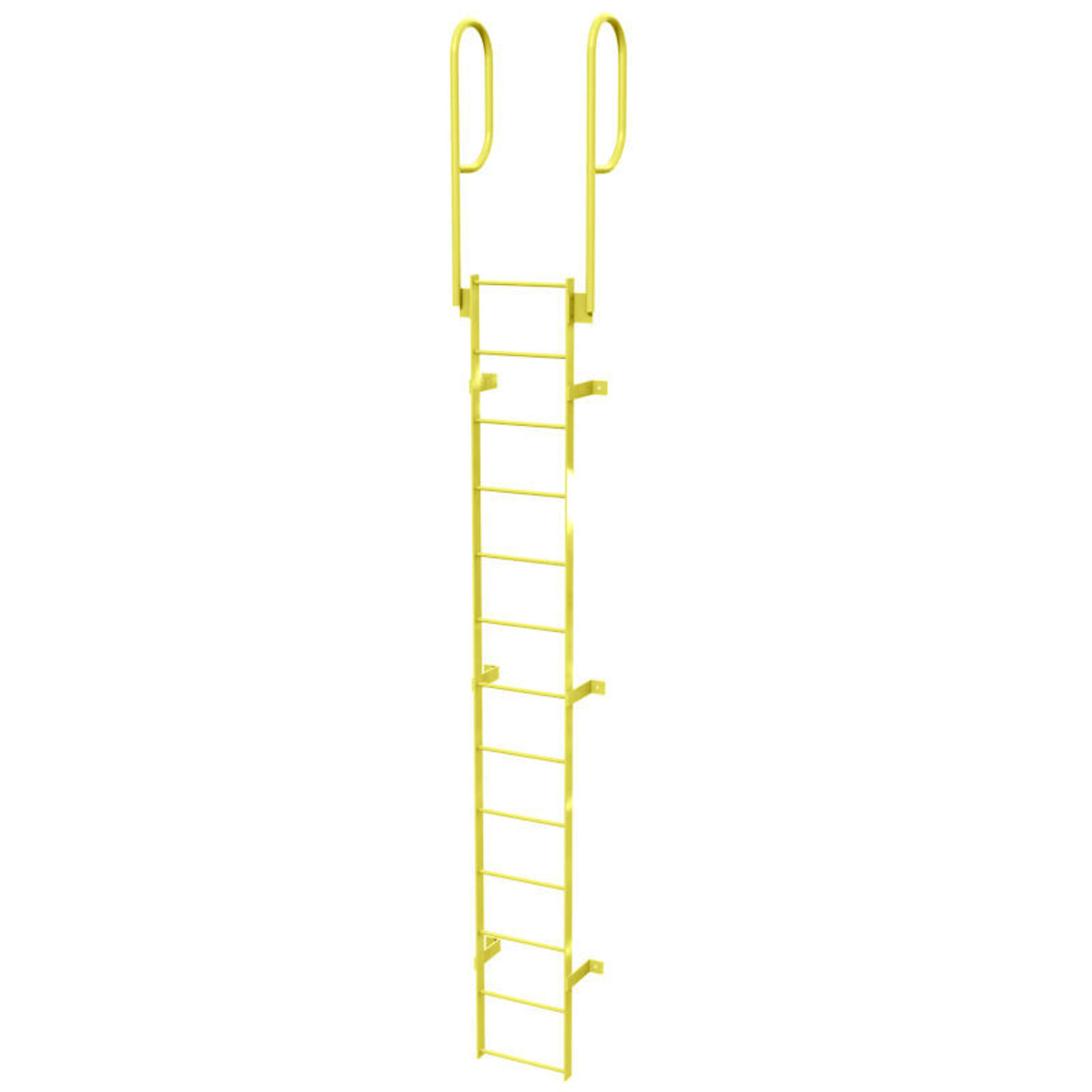 Ballymore, 13 Step Fixed Access Ladder with Walk-thru Rails, Height 198 ft, Capacity 350 lb, Material Carbon Steel, Model# WLFS0213-Y